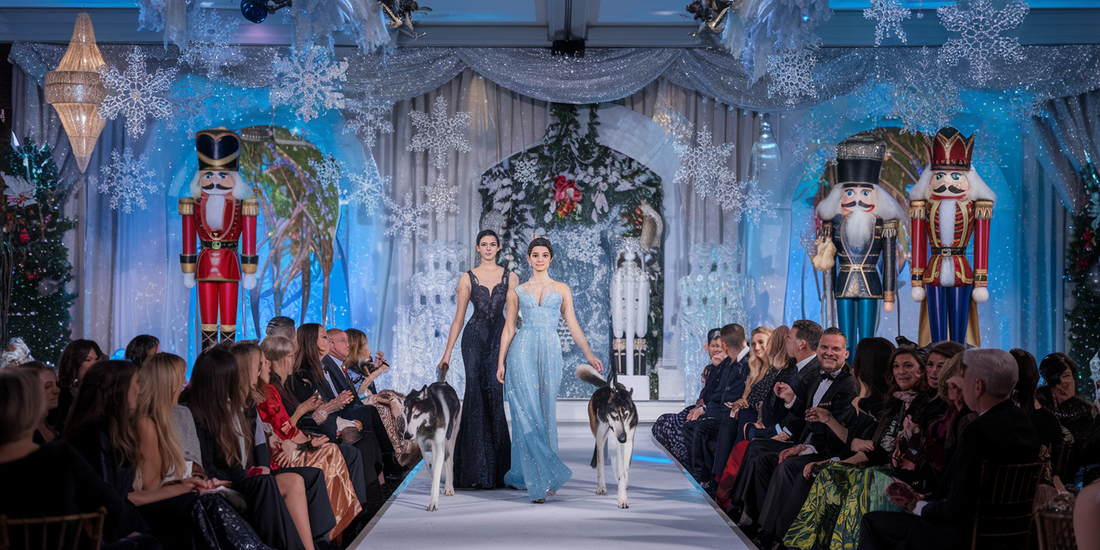 "Majestic Wolfhounds and Stunning Gowns: Inside San Diego's Dazzling Winter Wonderland Fashion Show!"