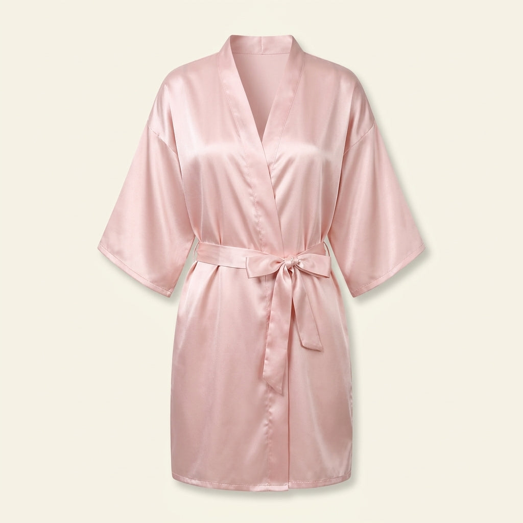 Satin kimono robe Ember, knee length
