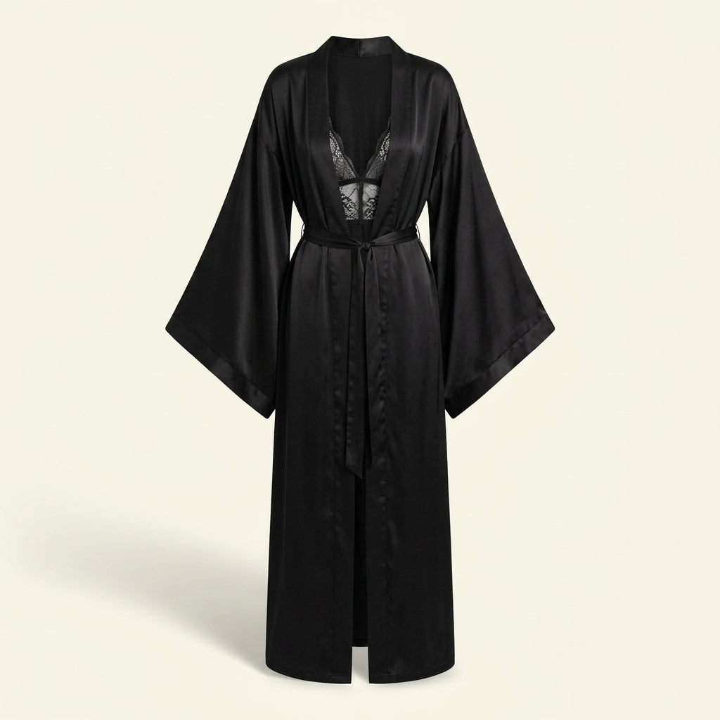 Satin kimono robe Dusk, floor length