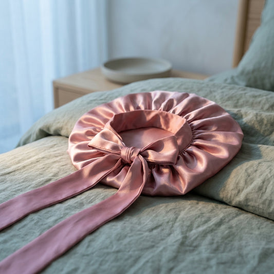 Mulberry silk sleep bonnet Halo – detail
