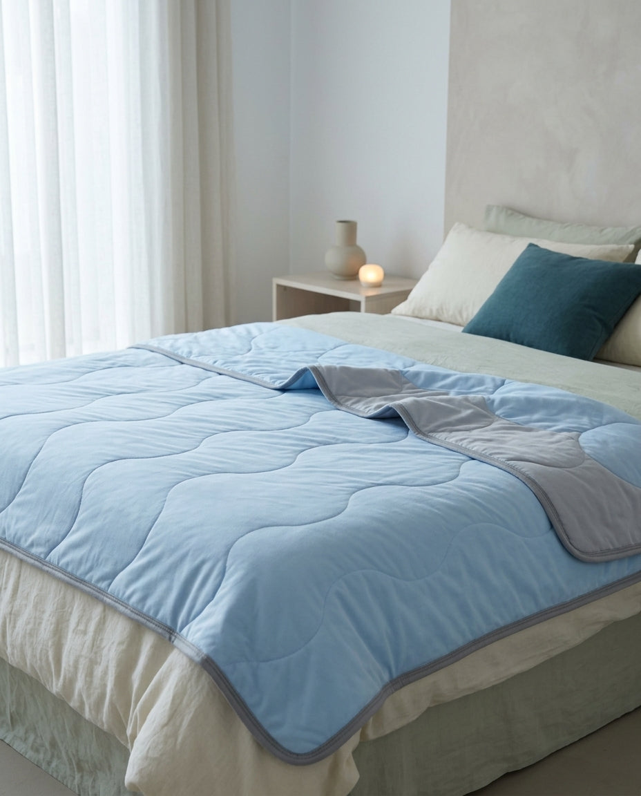 Wave-grid cool-touch summer quilt Still – bed