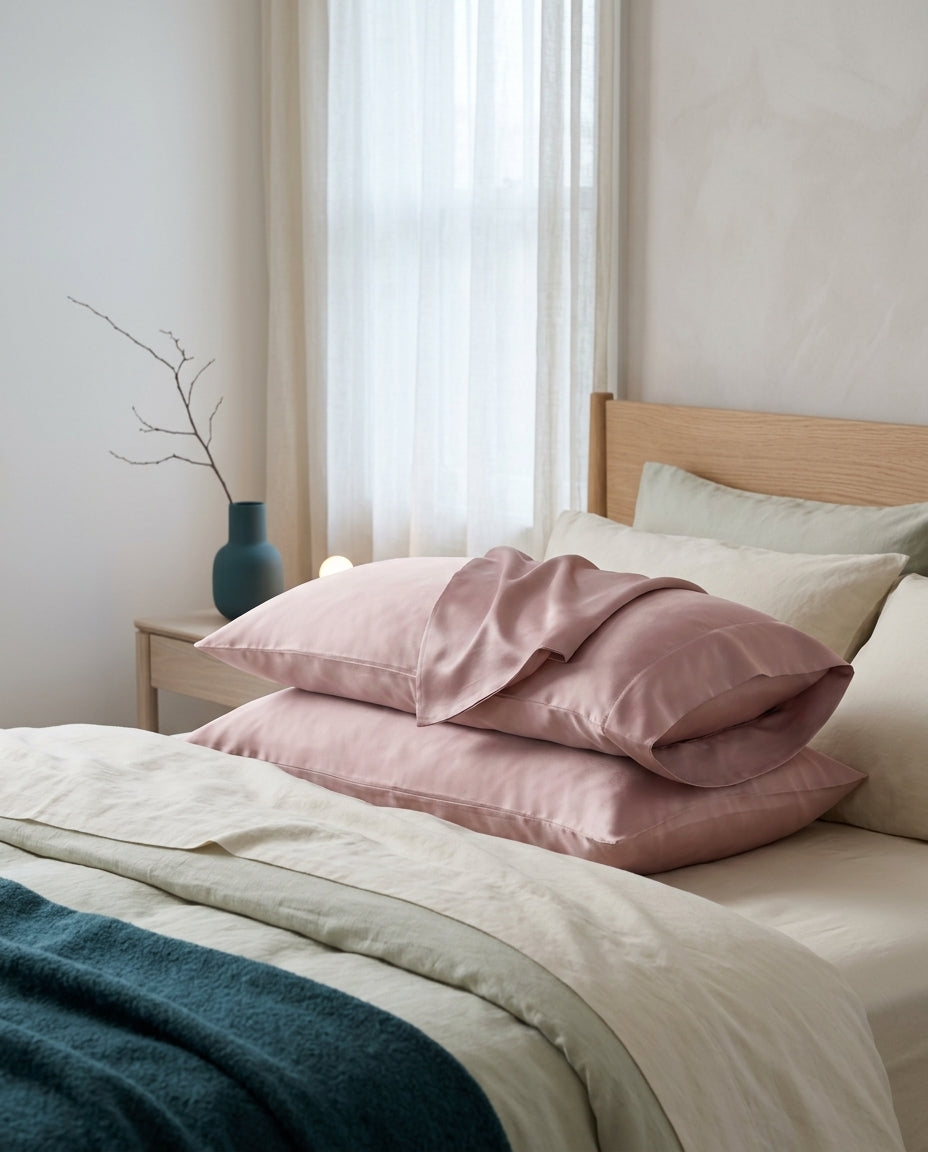 Mulberry silk pillowcase Drift – bed