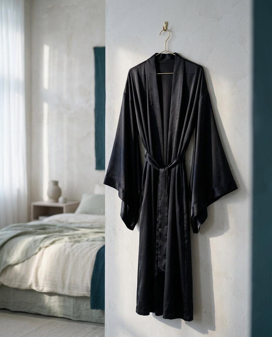 Satin kimono robe Dusk, floor length – hook