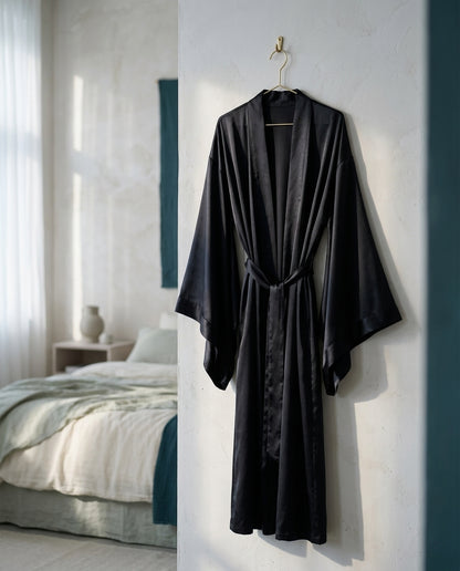 Satin kimono robe Dusk, floor length – hook