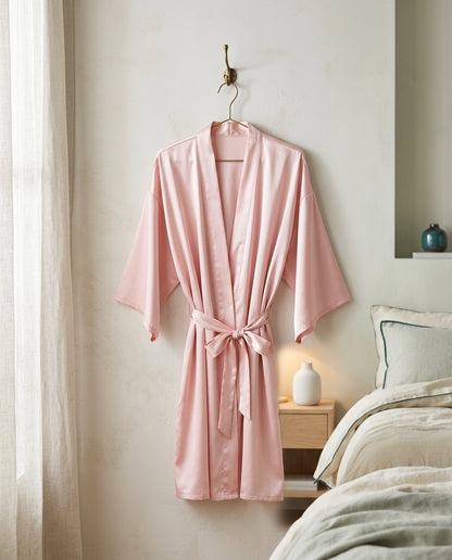 Satin kimono robe Ember, knee length – hook