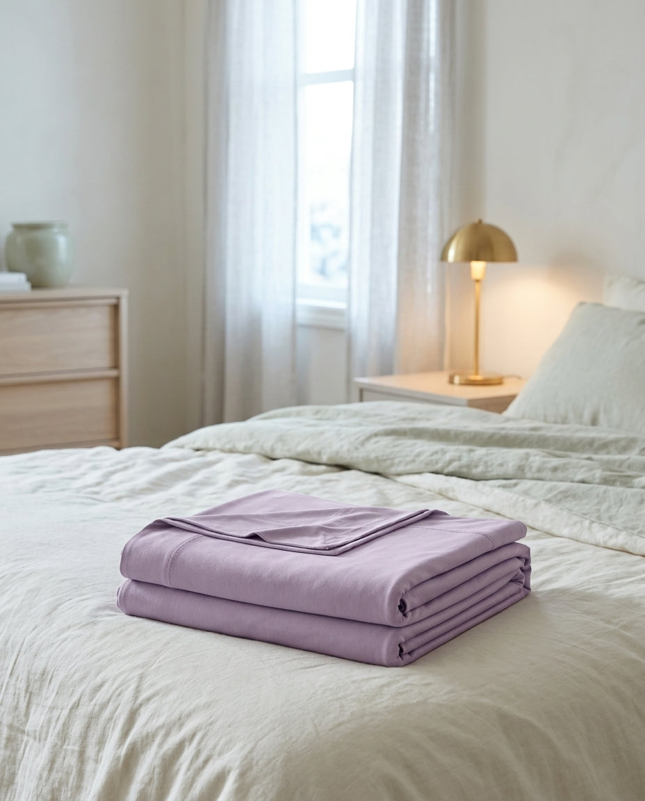 Thin cool-touch bed blanket Ember – bed